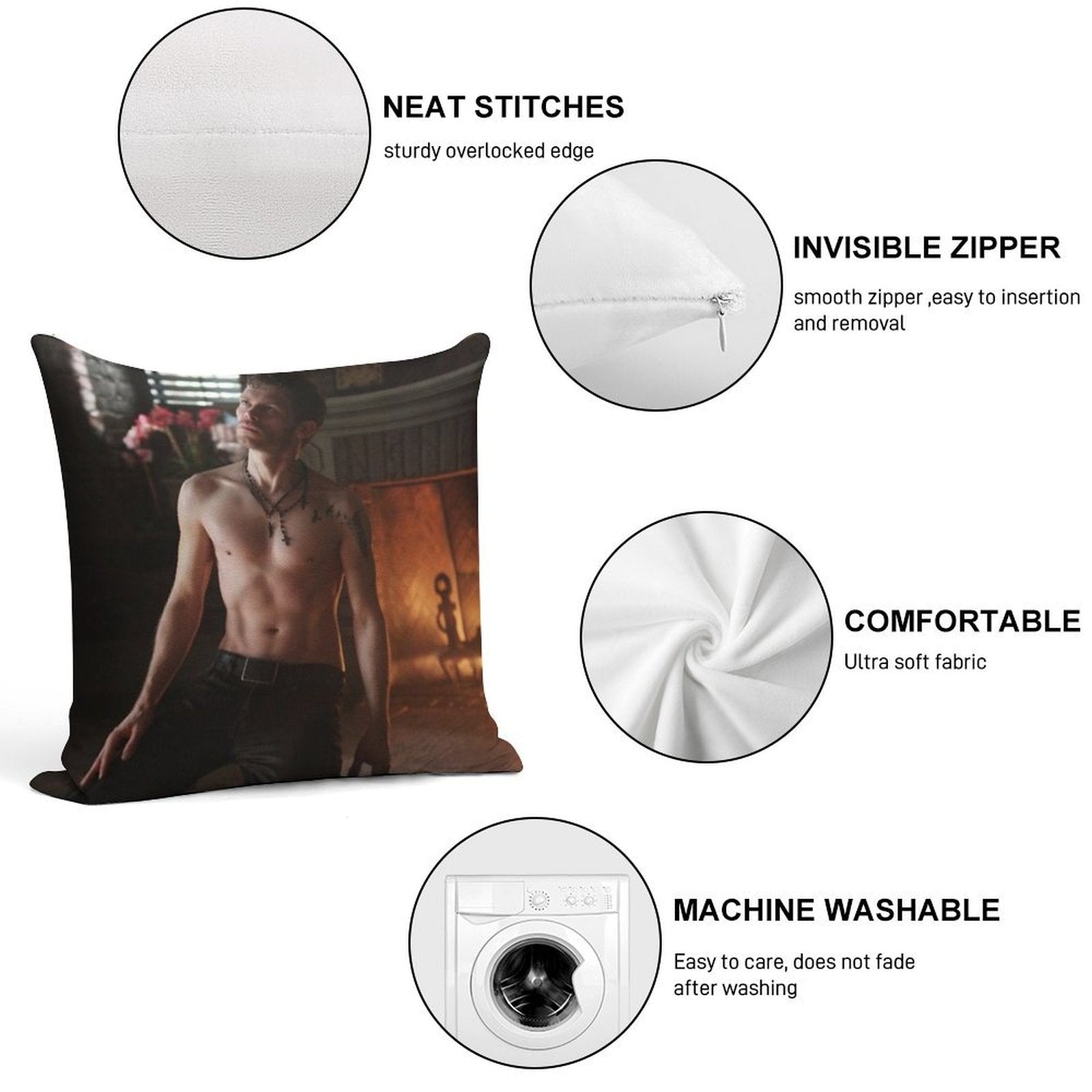 Klaus Mikaelson Soft Luxury Feel Throw Pillow