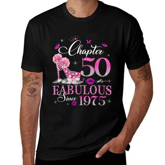 Womens Chapter 50 Fabulous Since 1975 50th Birthday Queen Diamond  Heathered Texture T-Shirt
