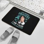 1 Year Ovarian Cancer Free God Prayer Cancer Awareness  Absorbent Bath Mat