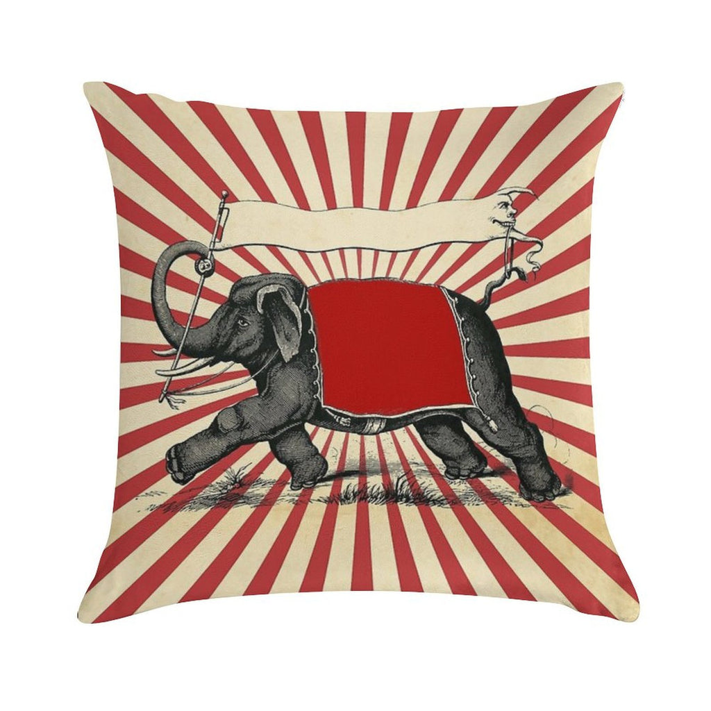 Circus Elephant Vintage Poster Pop Wall Street Art Soft Gift Ready Throw Pillow