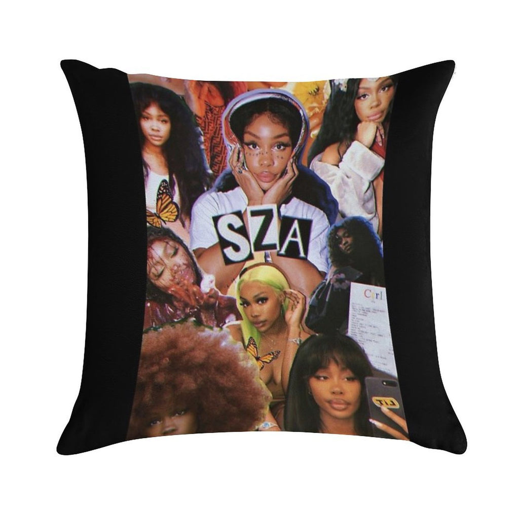 Collage of SZA Soft Decorative Cover Throw Pillow