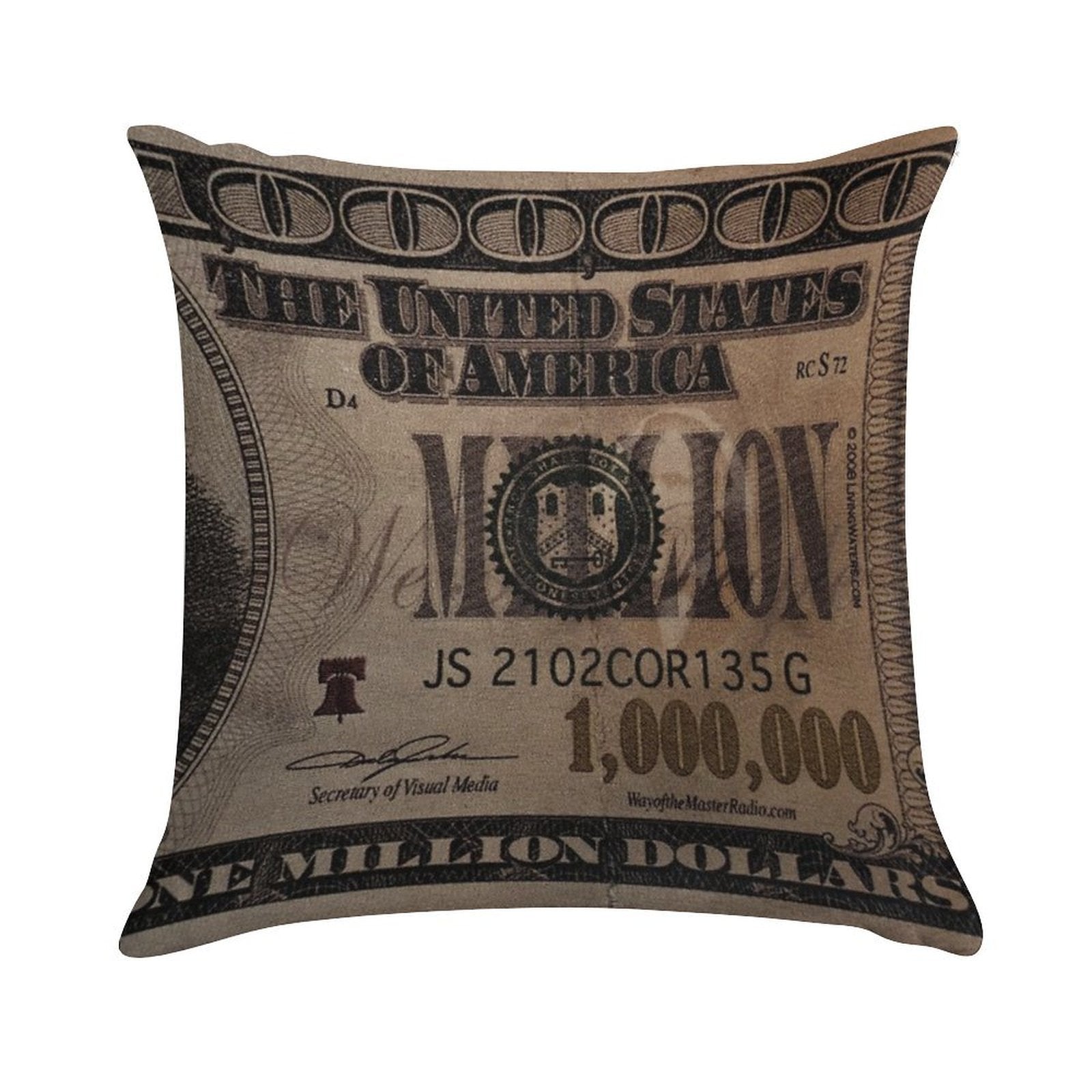 1 Million Dollar Bill Soft Durable Construction Throw Pillow