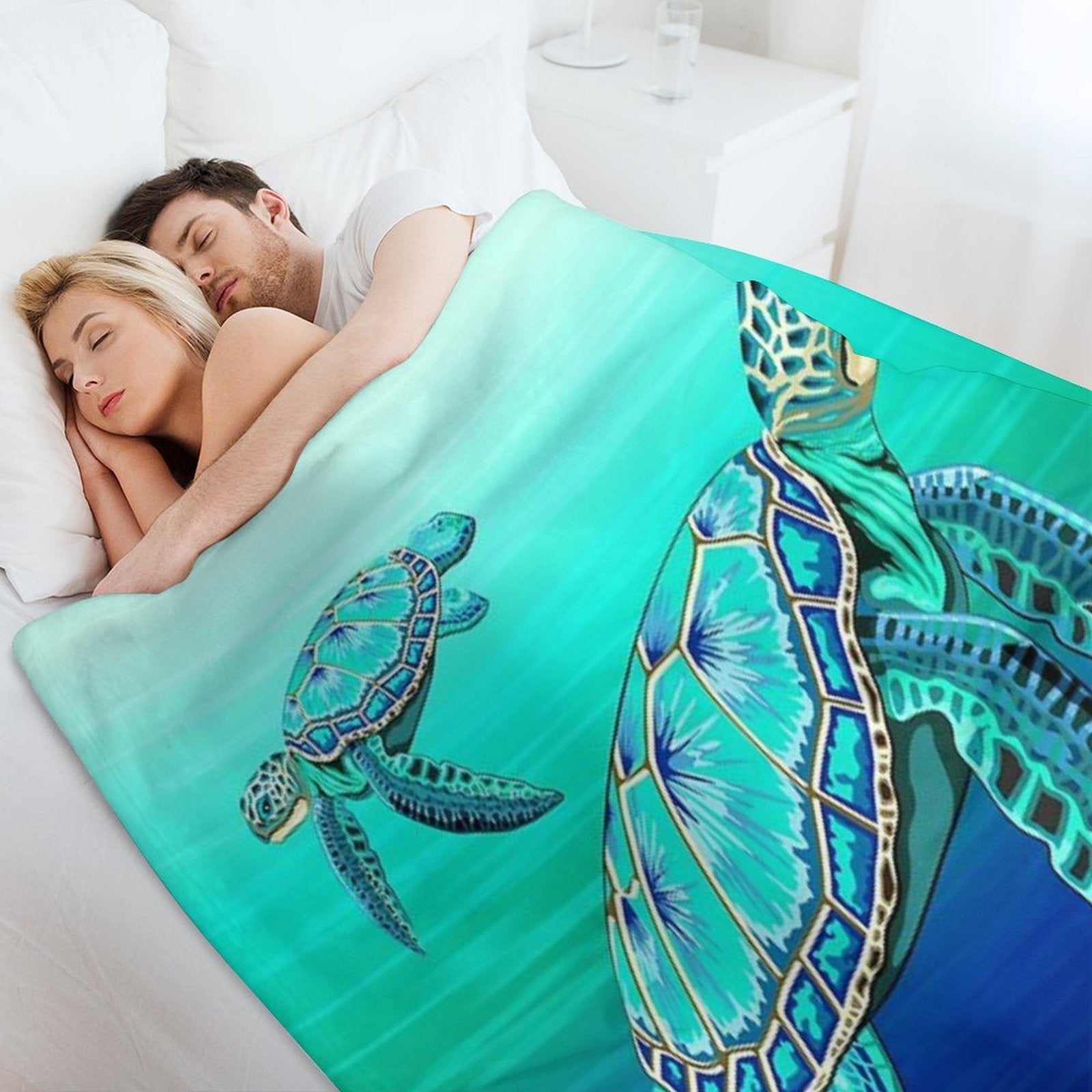 Sea Turtle Turquoise Oceanlife Velvety-soft Throw Blanket