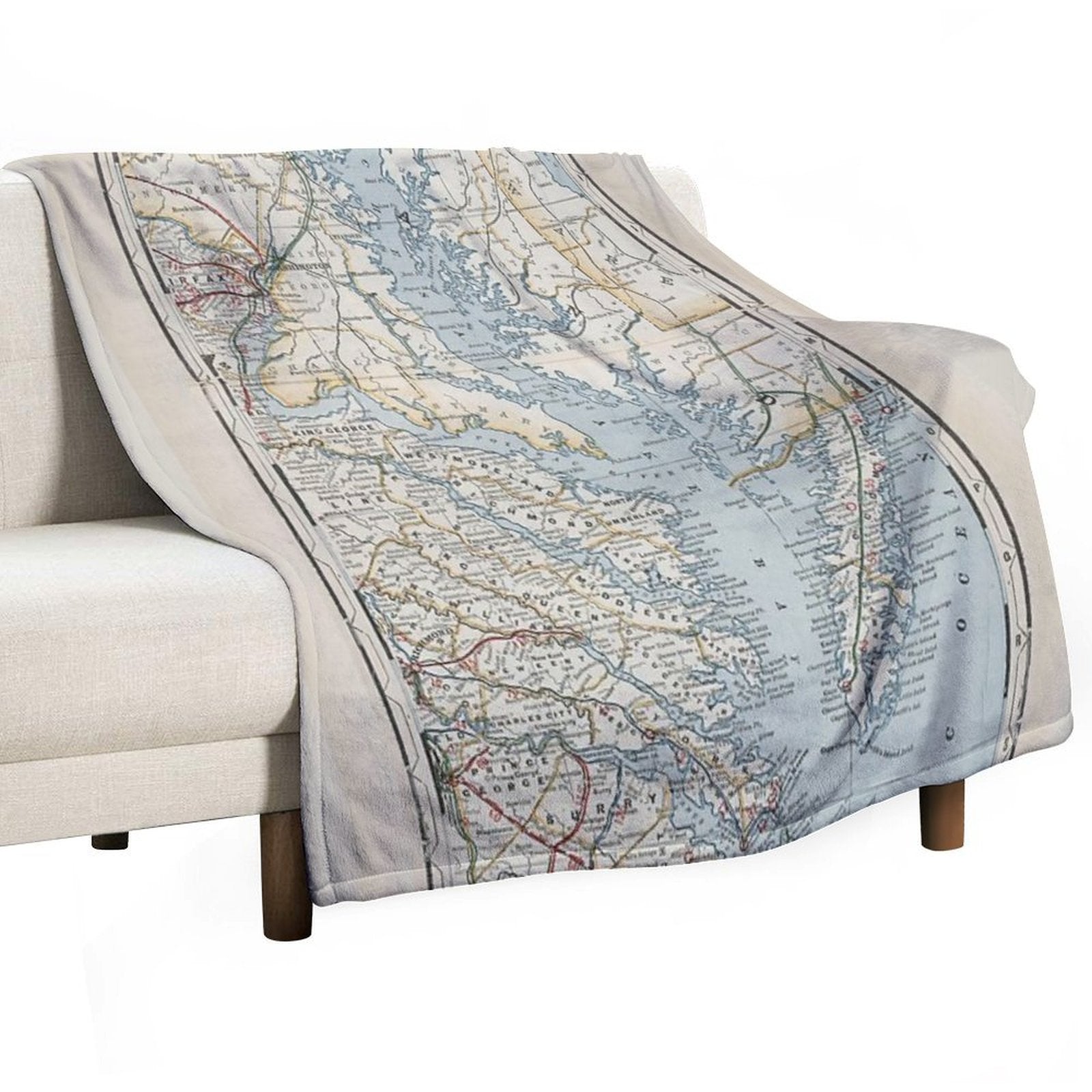 Vintage Map of The Chesapeake Bay Versatility Throw Blanket