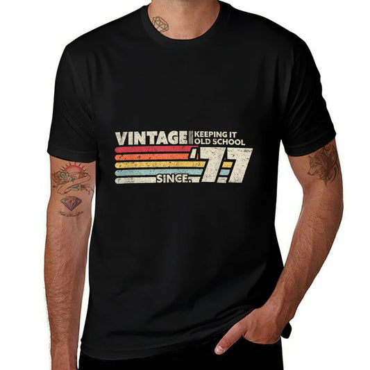 1977 Vintage, Keeping It Old School Since '77 Retro Birthday  Slim-fit Cut T-Shirt