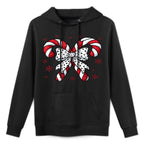 Candy Cane Christmas Season Girls Womens Retro Coquette Bow Cotton-Polyester Blend Hoodie