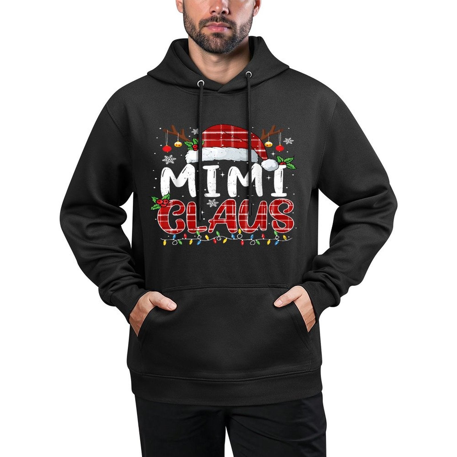 Mimi Claus Christmas Lights Pajama Family Matching Adjustable Hood Hoodie