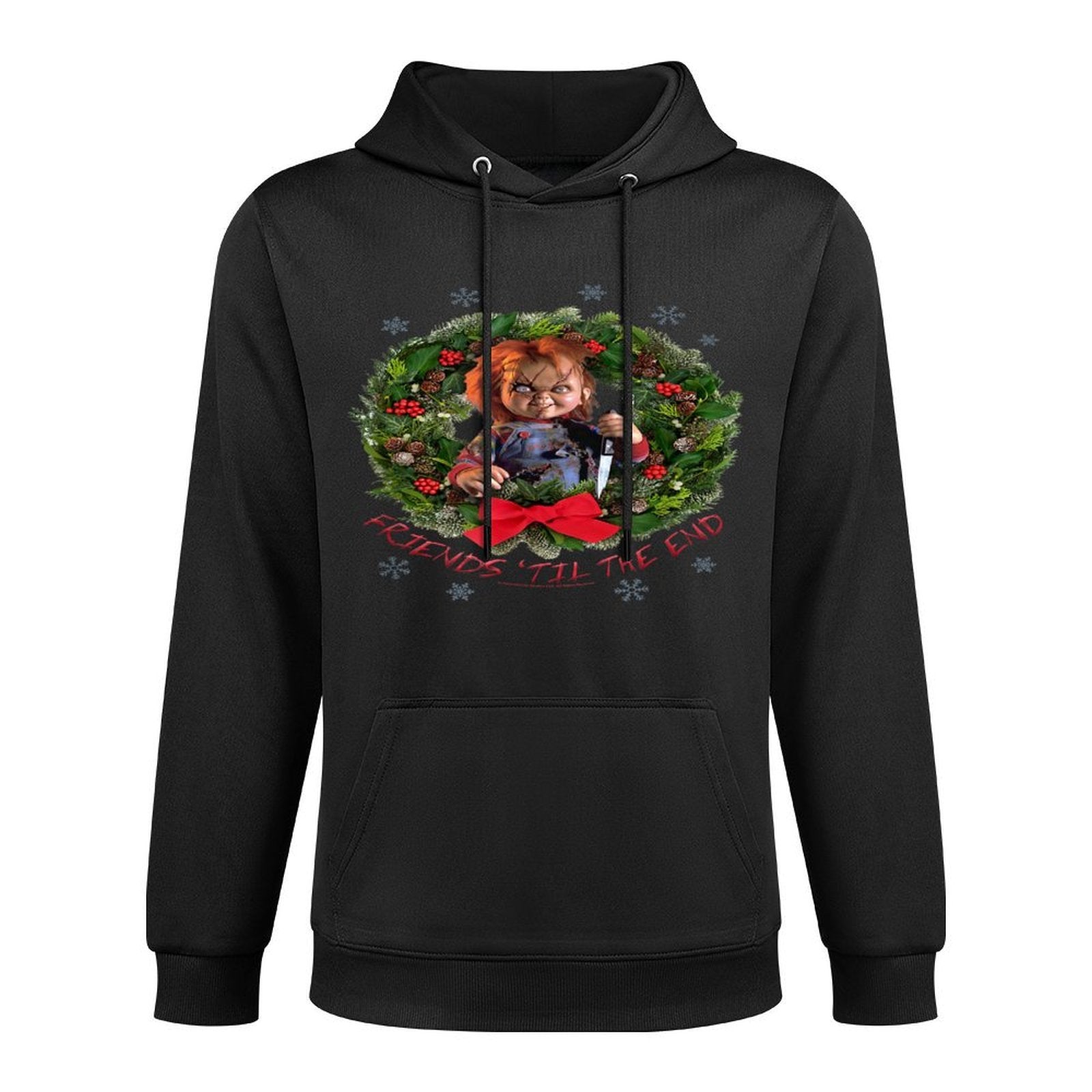 Chucky Christmas Wreath Friends Til The End Medium-Weight Fabric Hoodie