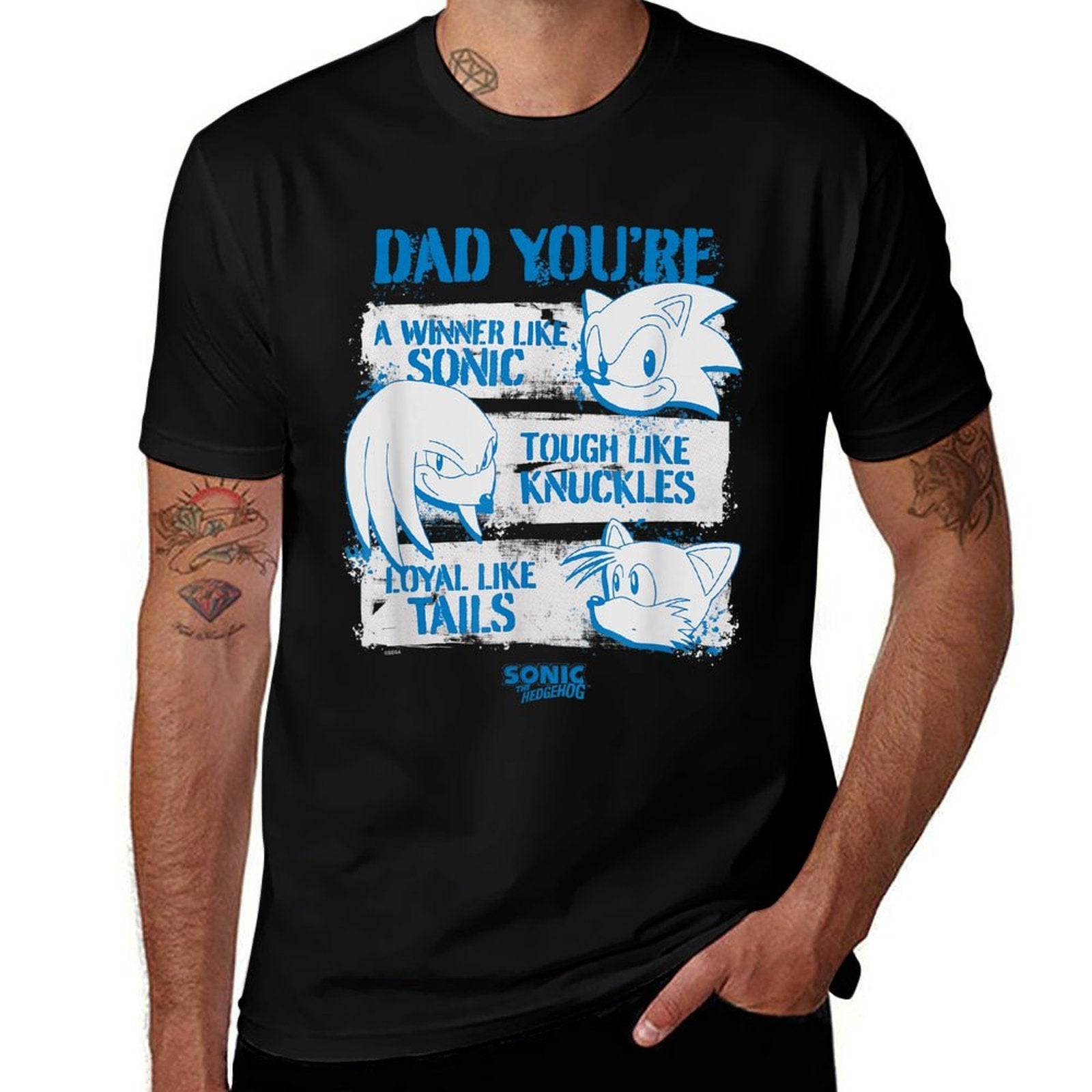 Sonic The Hedgehog Fathers Day Dad Qualities Distressed  Classic T-Shirt