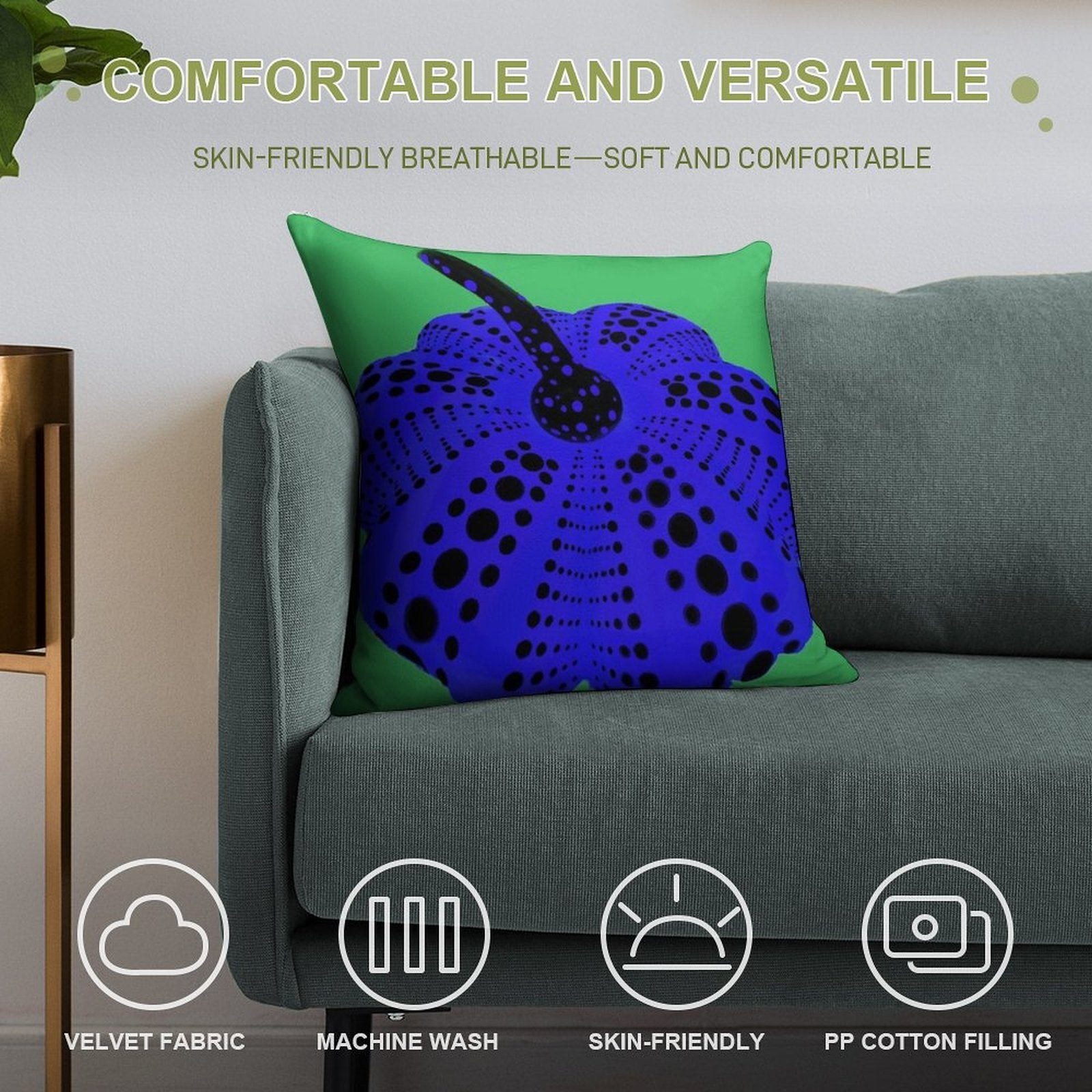 Polka Dot Pumpkin Soft Short Plush Fabric Throw Pillow