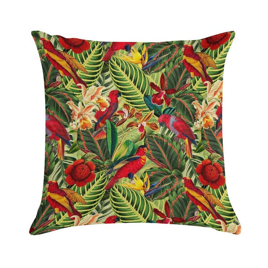 Vintage Tropical Bird Jungle Botanical Night Botanical Garden Nightgarden Soft Luxury Feel Throw Pillow
