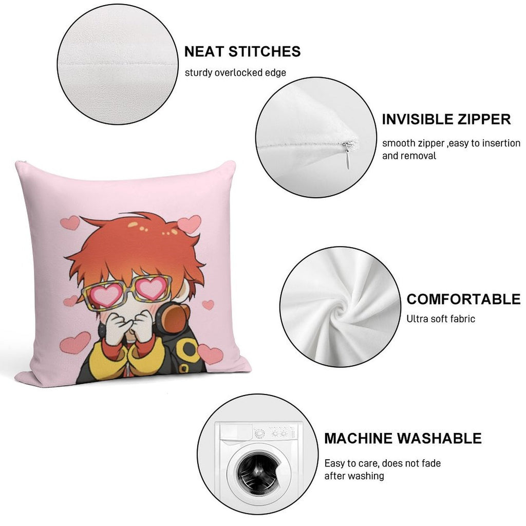Mystic Messenger 707 Emoticon (+ Larger Design) Soft Style Accent Throw Pillow