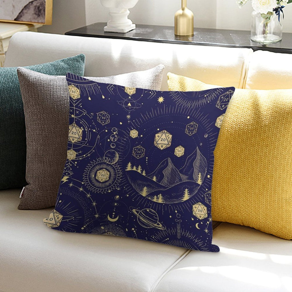 DND CELESTIAL DICE, D20 Stars Constellations Pattern Night Sky Soft Reinforced Edging Throw Pillow