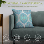 Through Ocean & Sky - Turquoise & Blue Moroccan Pattern Soft Luxury Feel Throw Pillow