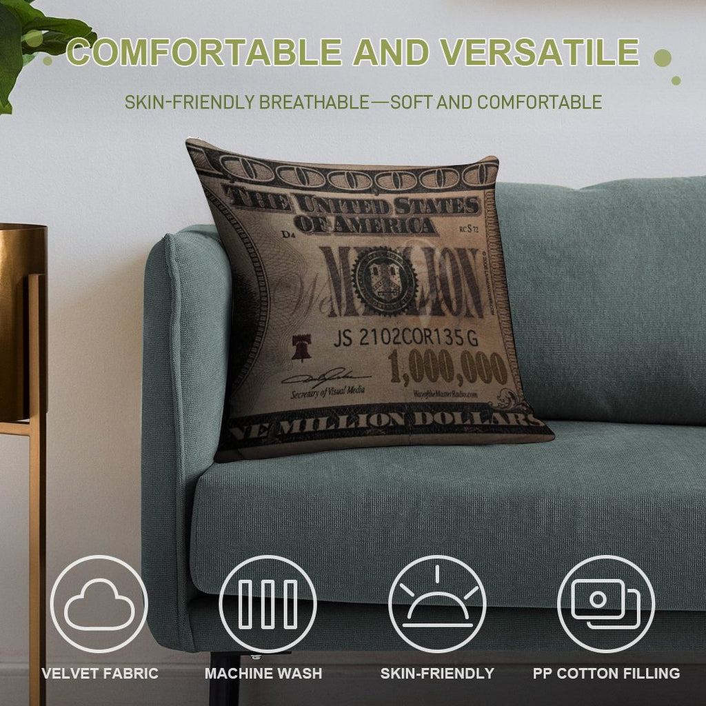1 Million Dollar Bill Soft Durable Construction Throw Pillow