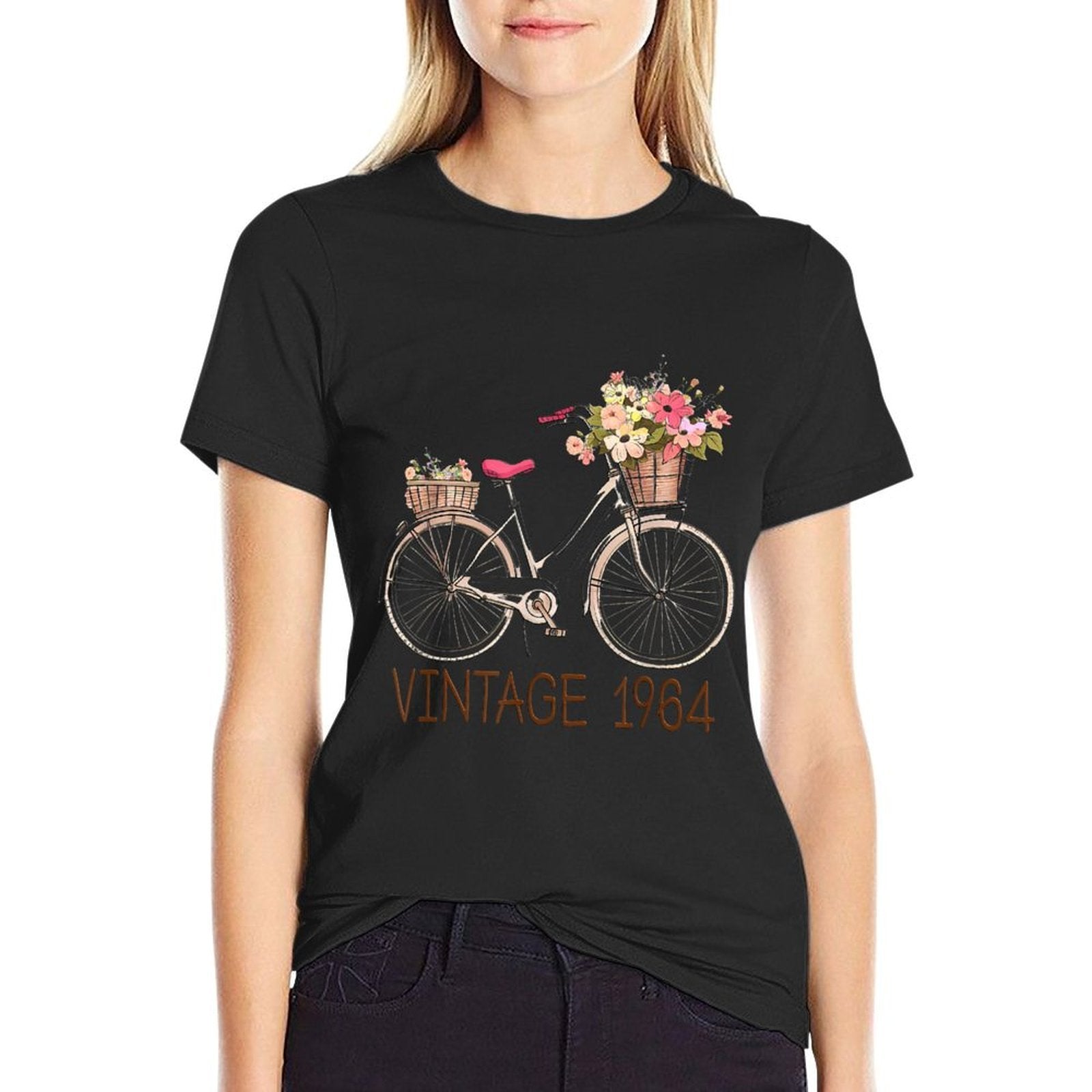 Vintage 1964 Bike Bicycle Wild Flower Basket 60th Birthday  Breathable T-Shirt