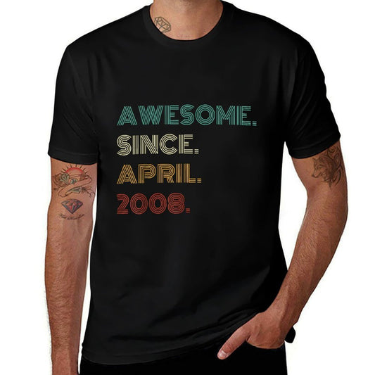 17 Years Old Awesome Since April 2008 17th Birthday  Trendy Pattern T-Shirt