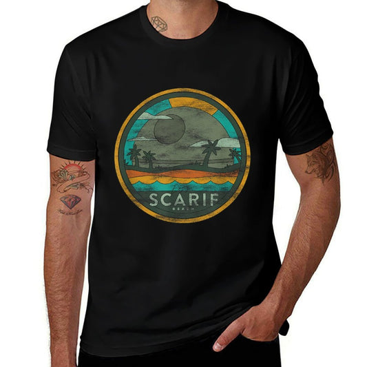 Star Wars Enjoy Scarif Beach Vacation Vintage  Heathered Texture T-Shirt