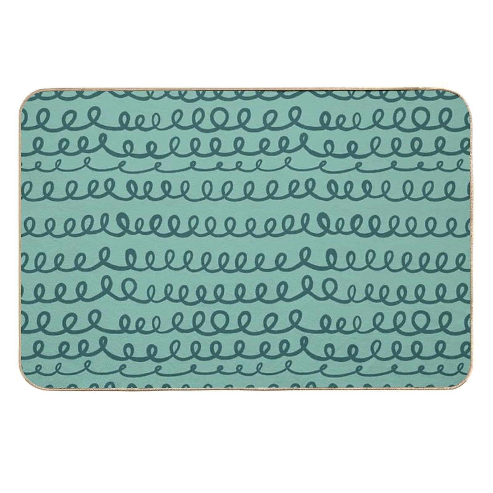 Green Calm – Green Squiggle Stripe Pattern Durable Bath Mat