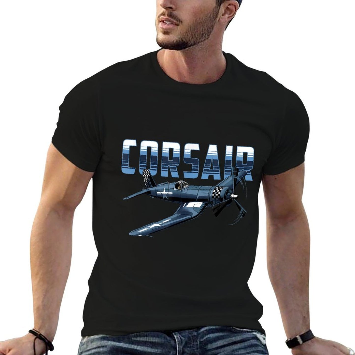 USA Military Warbird Airplane Corsair Classic Airplane  Breathable T-Shirt