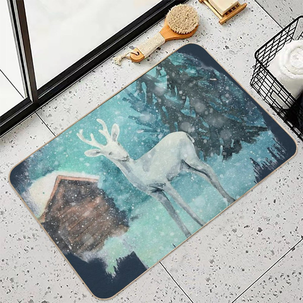 Winter Deer in The Snow Durable Bath Mat