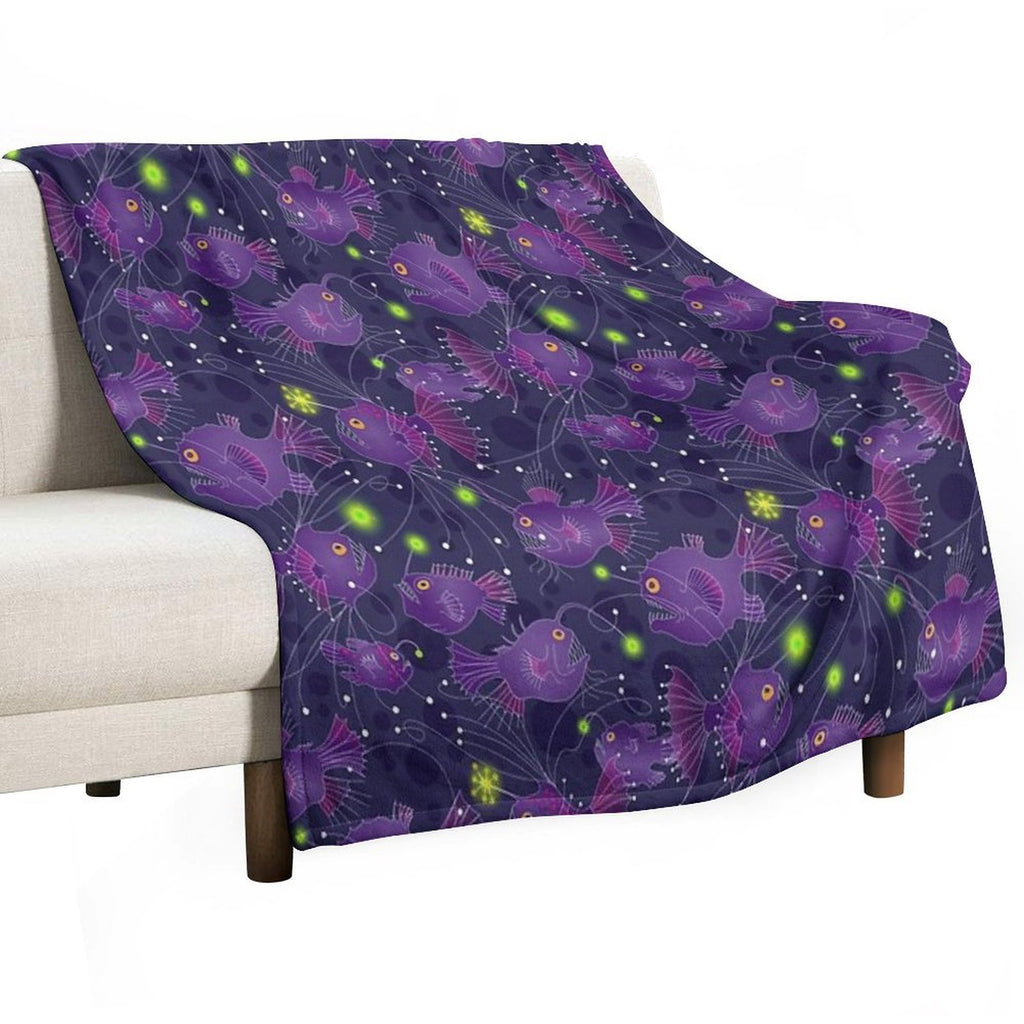 Angler Fish Purple Premium Throw Blanket