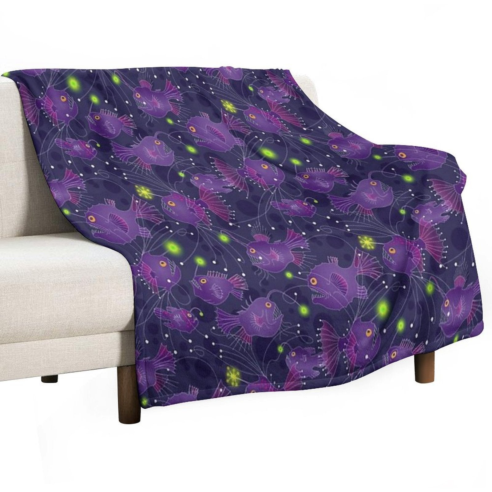 Angler Fish Purple Premium Throw Blanket