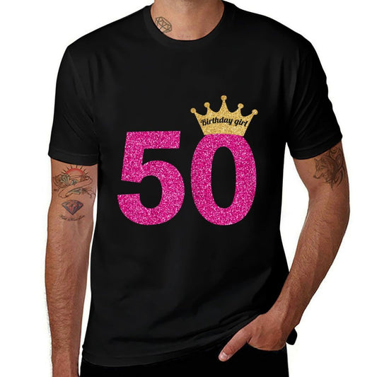 Womens 50th Birthday Girl Pink Princess Queen  Odor-resistant T-Shirt