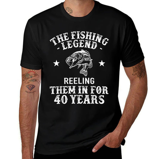 40th Birthday Fisherman Fishing Legend  Graphic-printed T-Shirt