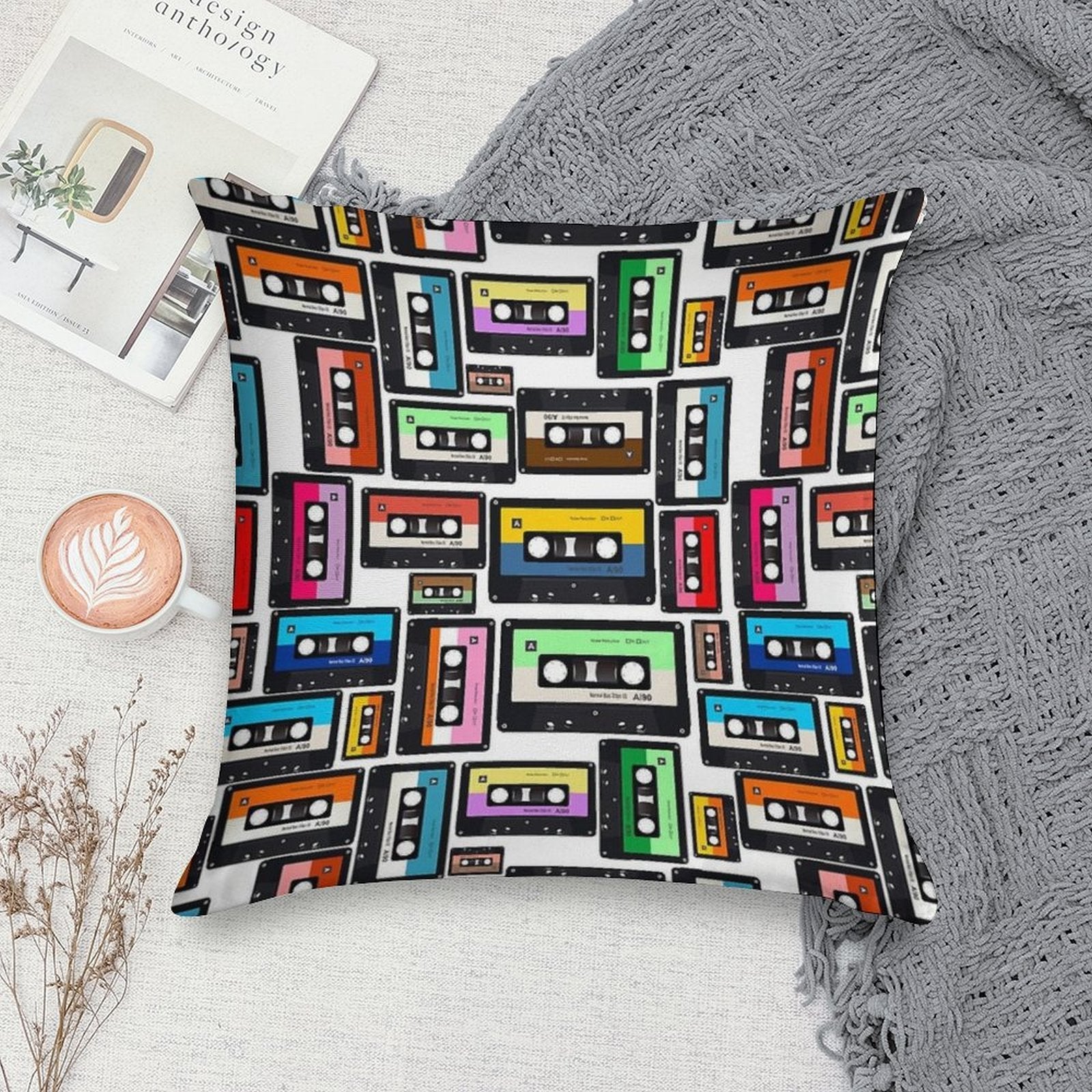 Cassette Vinyl Record Soft Durable Construction Throw Pillow