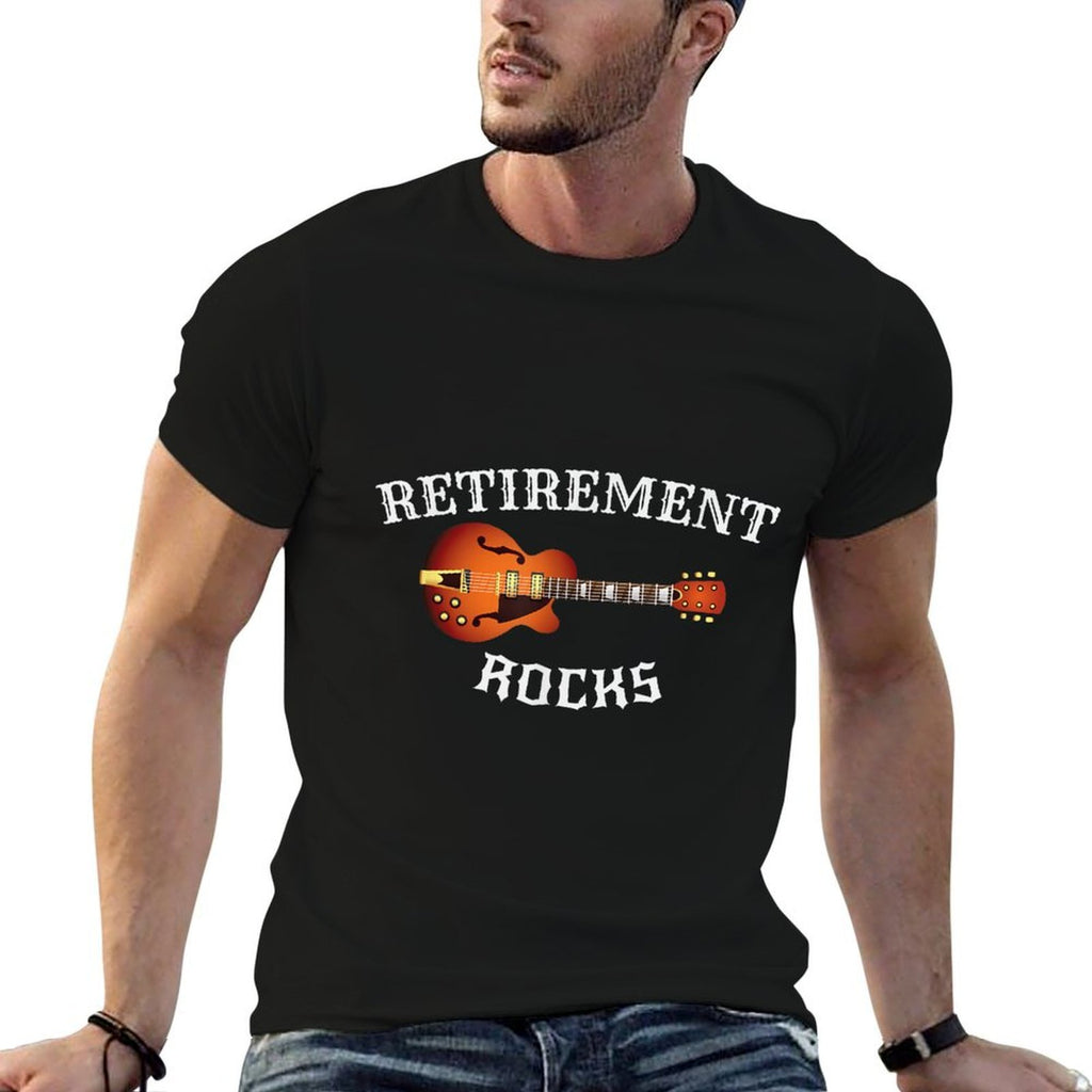 Retirement Rocks Acoustic Guitar Old Rockers Gift  Summer-ready Fabric T-Shirt