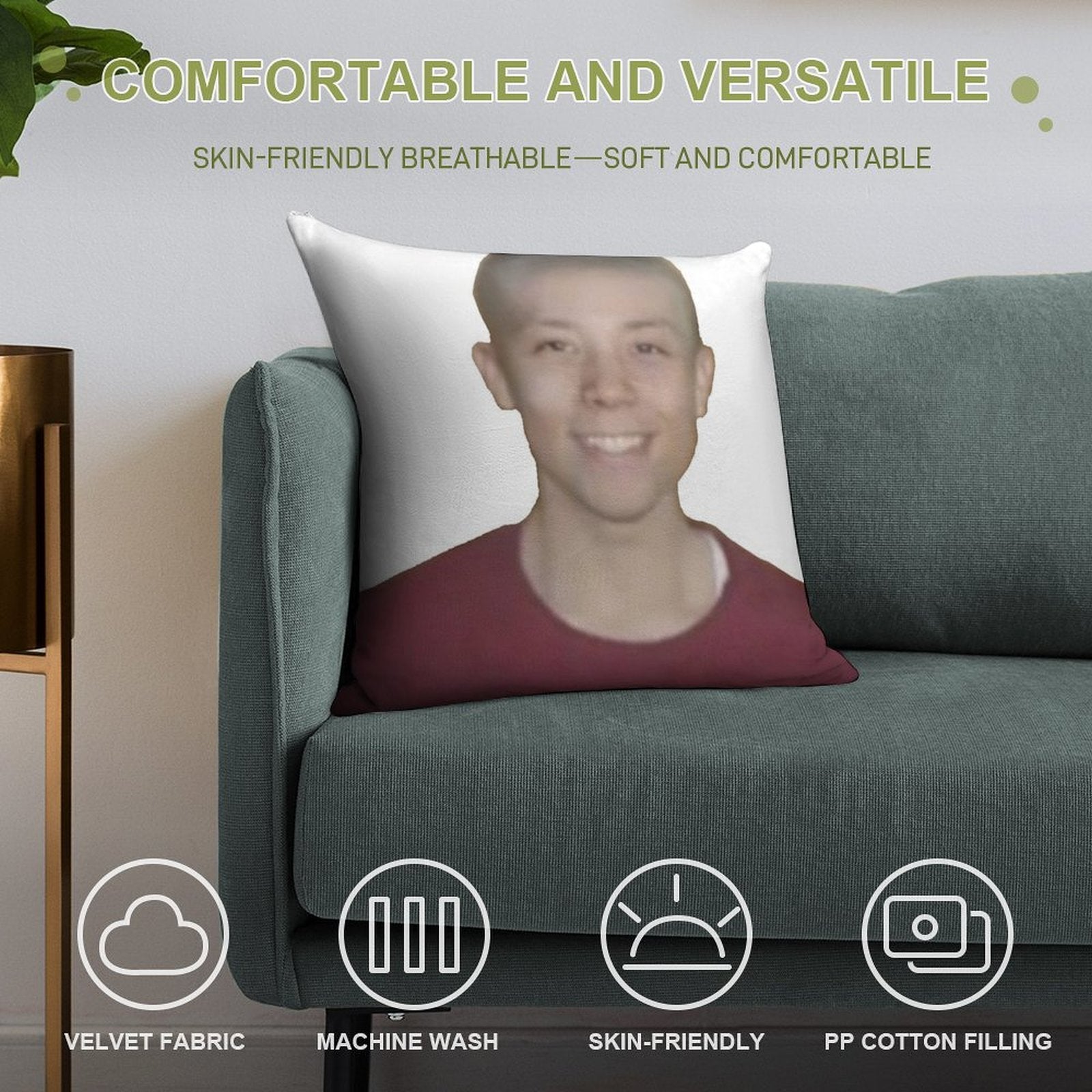 Bald Quackity Soft Decorative Cover Throw Pillow