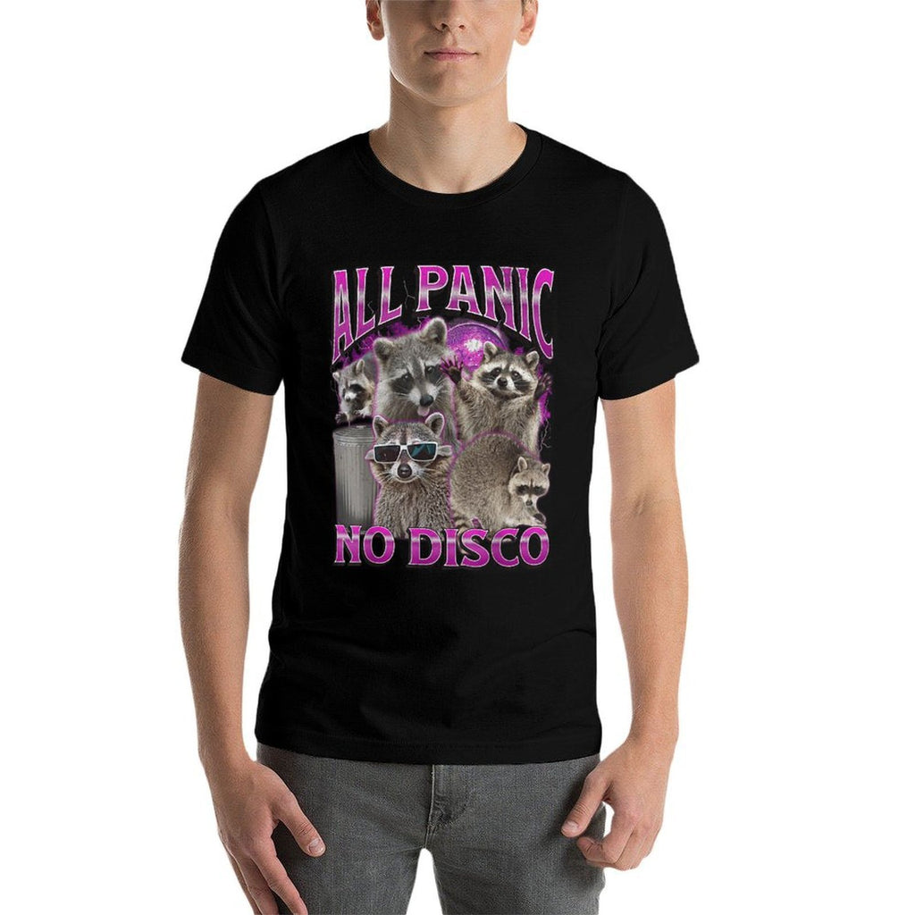All Panic No Disco Funny Raccoon Meme Bootleg Graphic 90s  Eco-friendly Material T-Shirt