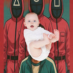 Squid Game with Cartoon-style Velvety-soft Throw Blanket