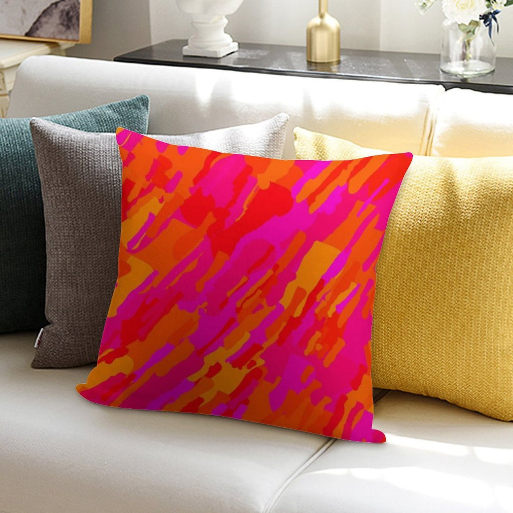 Hot Fuchsia Orange Soft Luxury Feel Throw Pillow