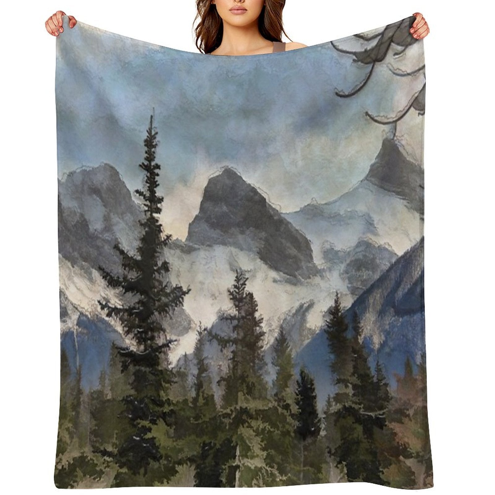 The Three Sisters - Canadian Rocky Mountains Premium Throw Blanket