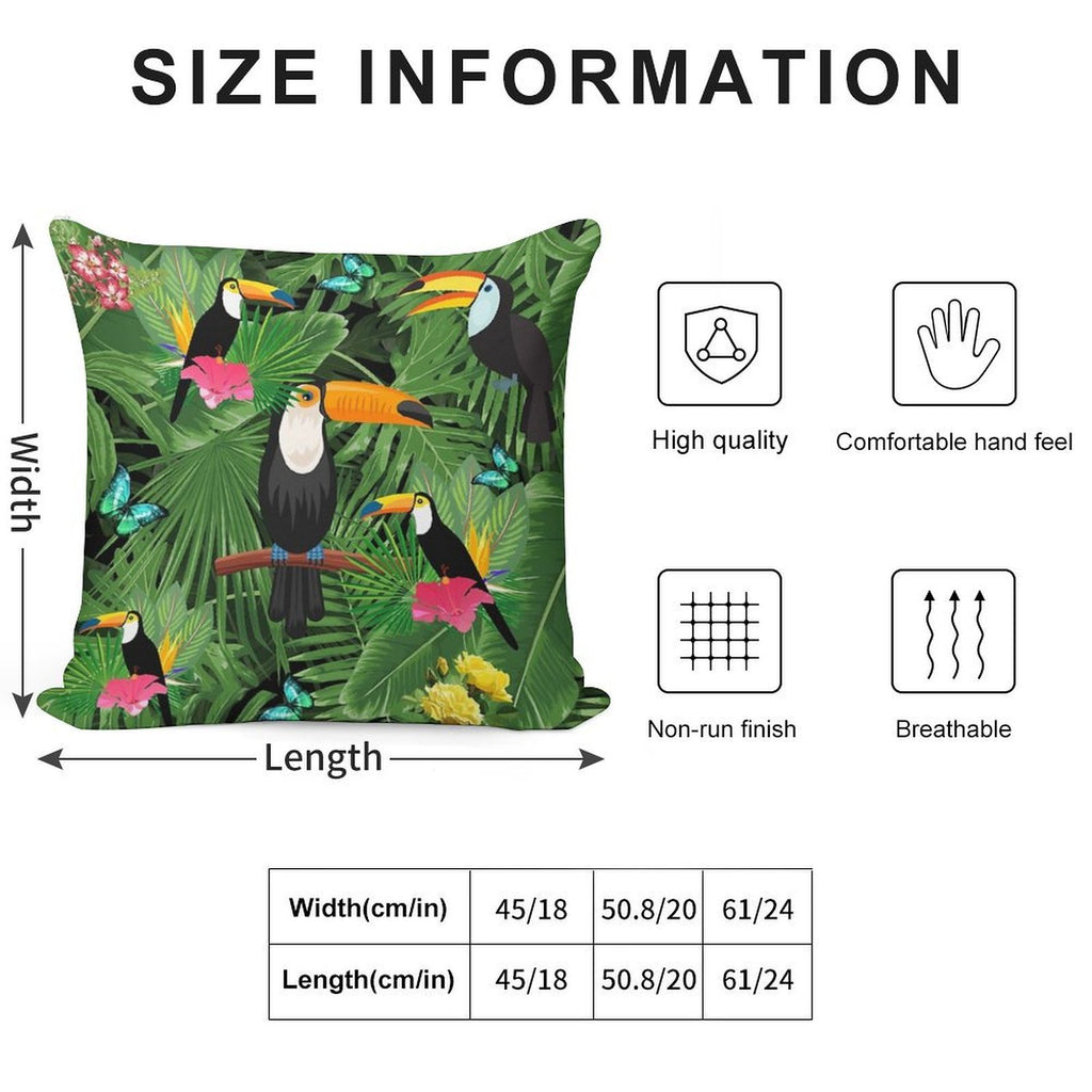 Toucan Tropic Soft Reinforced Edging Throw Pillow