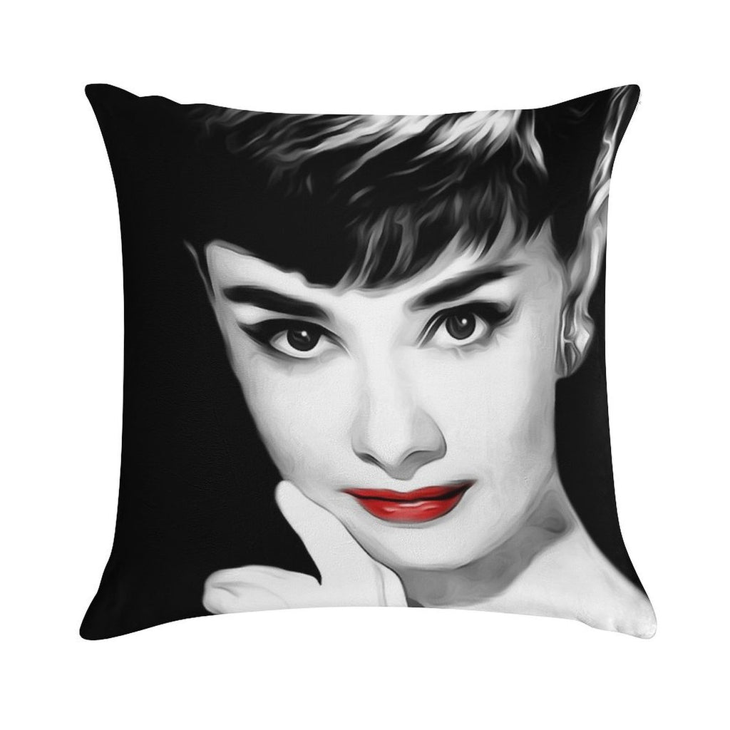 Audrey Hepburn Lips Soft Short Plush Fabric Throw Pillow