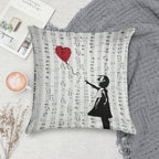 Girl With A Red Balloon by Banksy, Contemporary Street Art Soft Bedroom Essential Throw Pillow