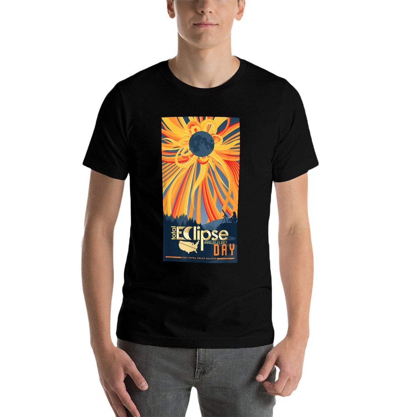 Total Solar Eclipse Tshirt August 21 2017 Sun Eclipse  Fade-proof Color T-Shirt