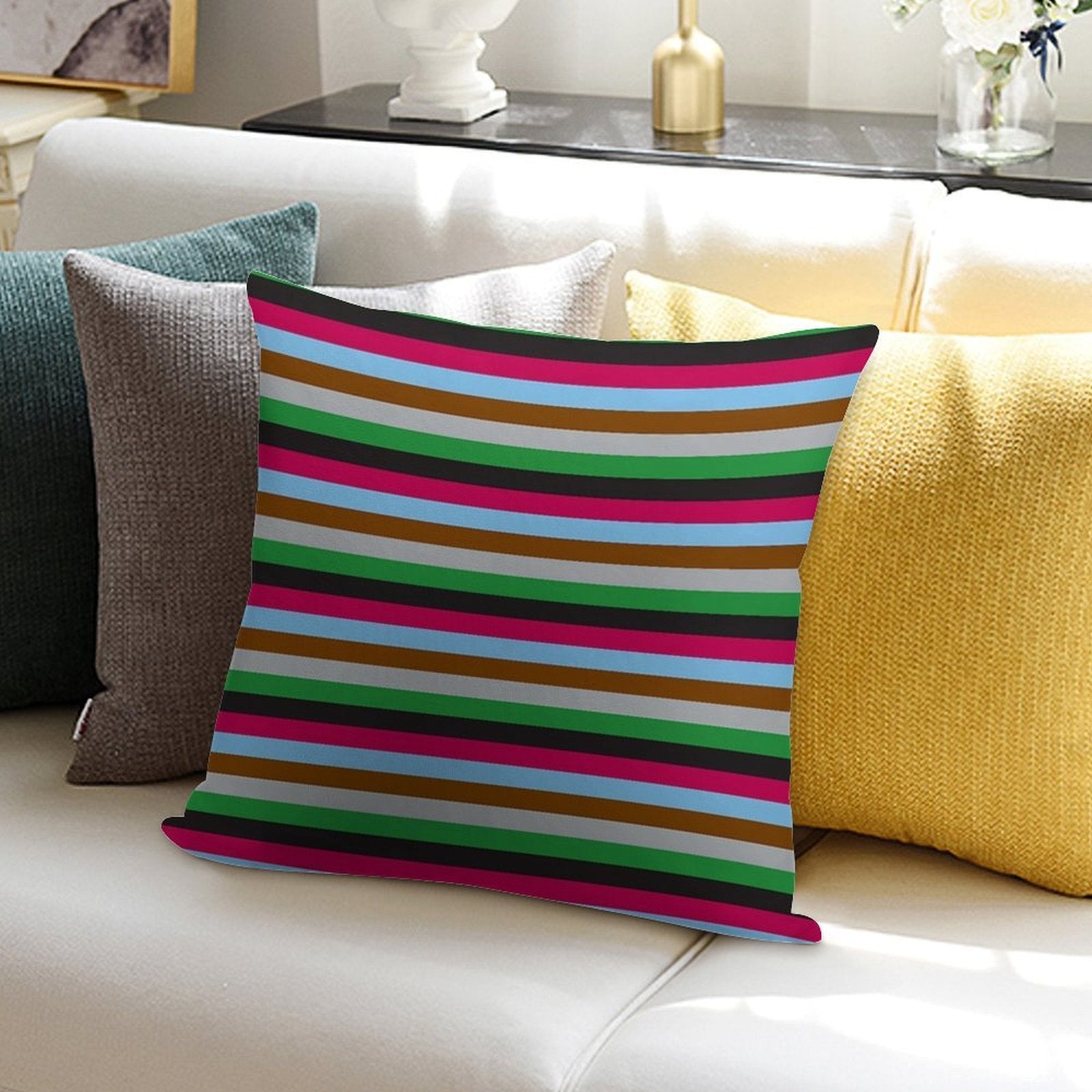 Harlequins Rugby Striped Soft Shrink-Resistant Throw Pillow