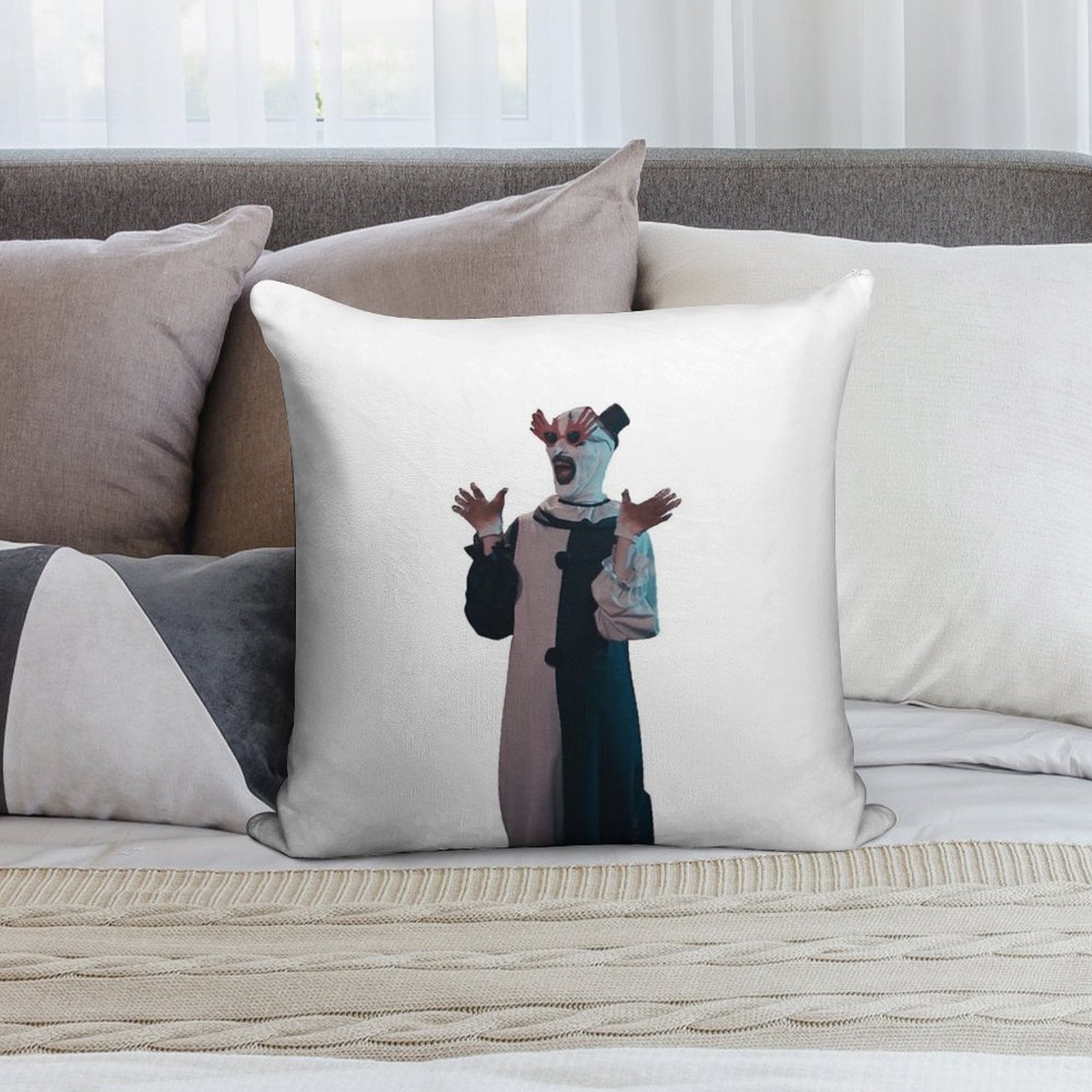 Terrifier Art The Clown Sunglasses Soft Shrink-Resistant Throw Pillow