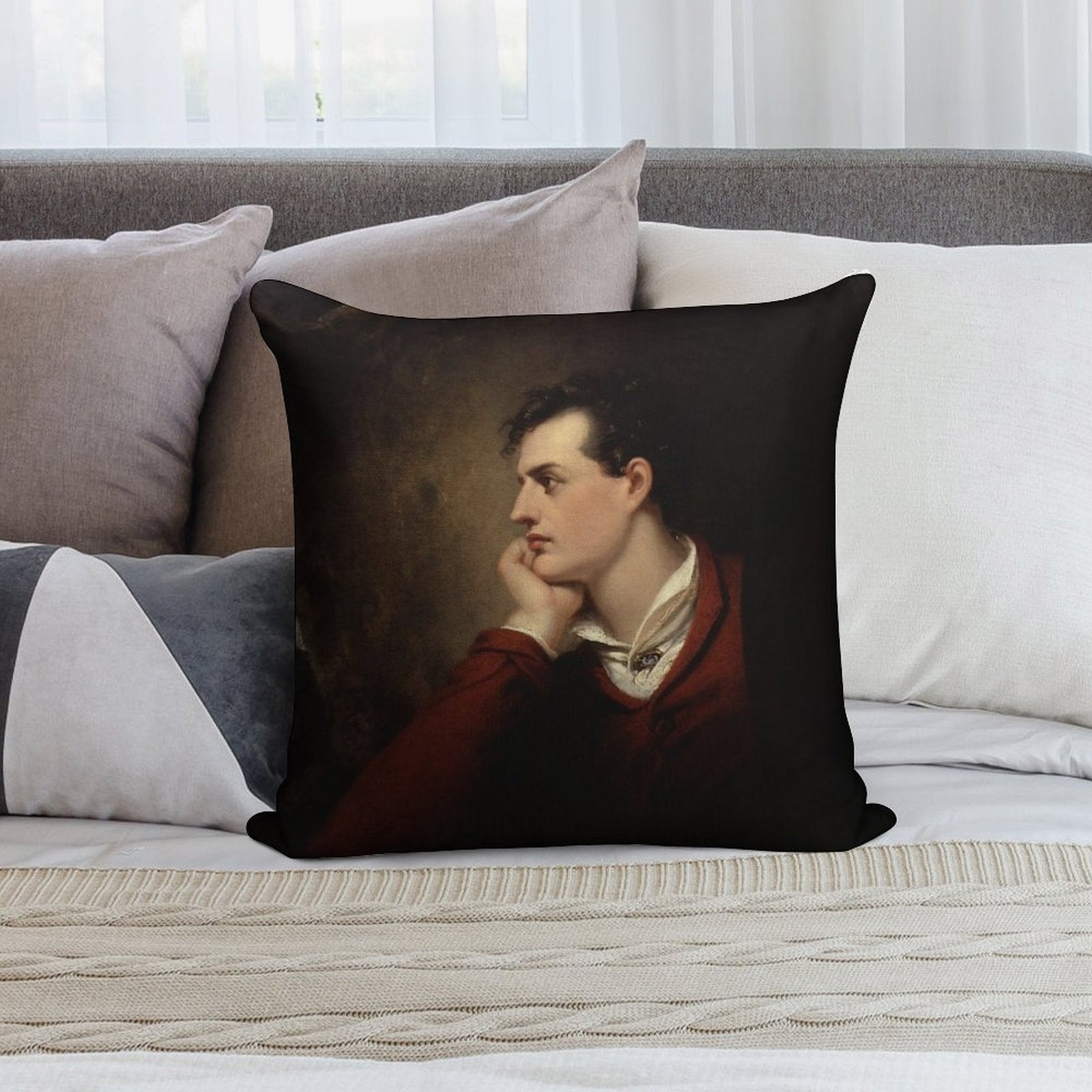 Lord Byron - 6th Baron Byron - By Richard Westall Soft Fade-Resistant Throw Pillow