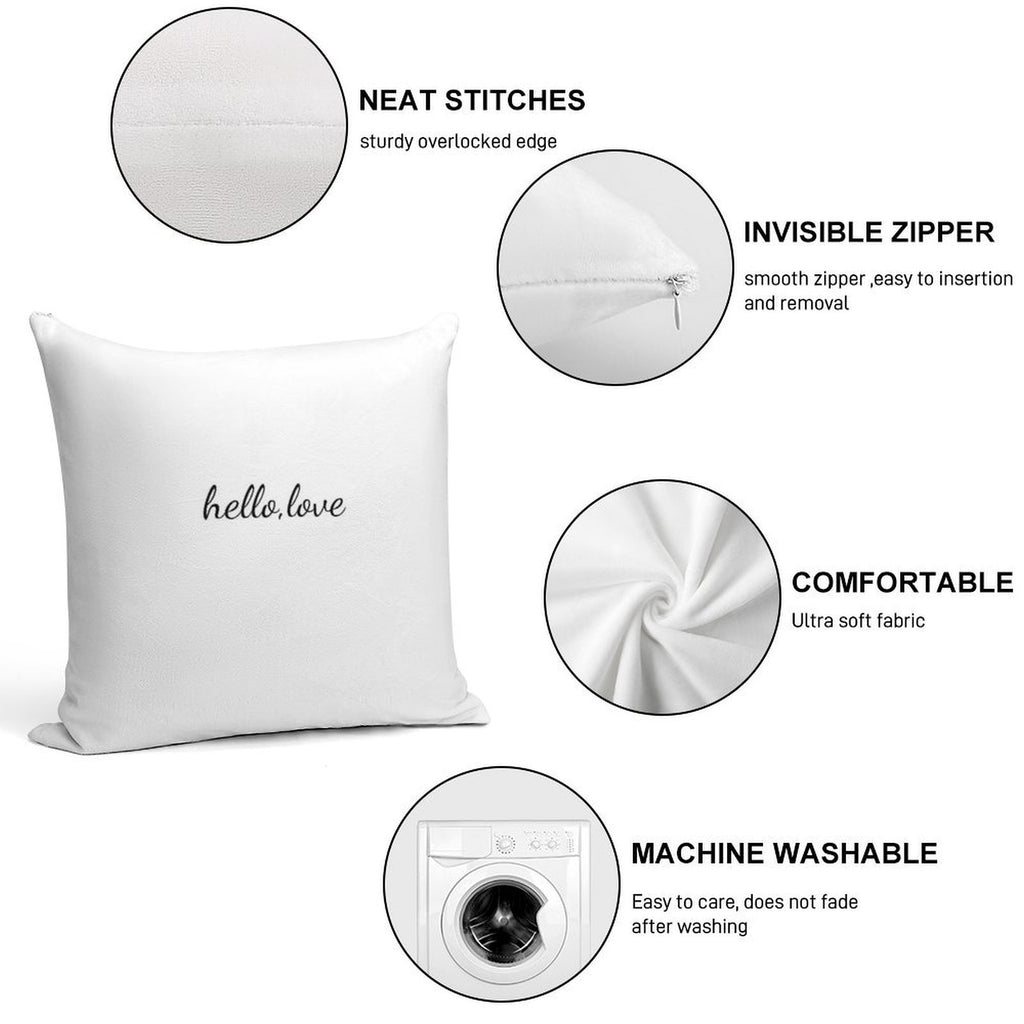 Hello Love Quote Soft Hidden Zipper Throw Pillow