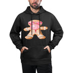 Gingerbread Blowing Bubble Gum Pink Sunglasses Christmas Easy Care Hoodie