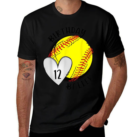 12th Birthday Softball Girl Twelve Year Old Softball Player  Affordable Price T-Shirt