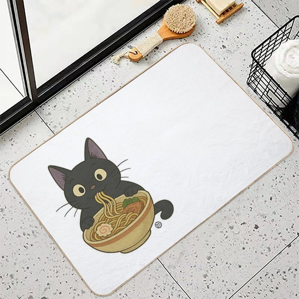 Black Cat Eating Ramen - Noodle Cat Japanese Kawaii Ramen Neko  Toxin-Free Bath Mat