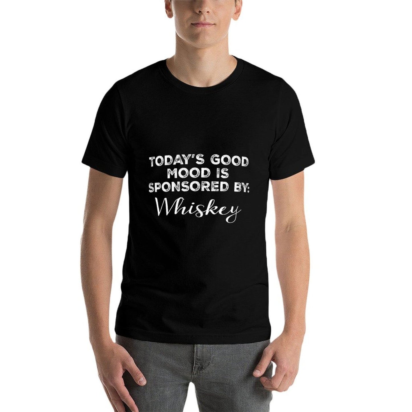 Todays Good Mood Is Sponsored By Whiskey Funny Gift Pun  Polyester Blend T-Shirt