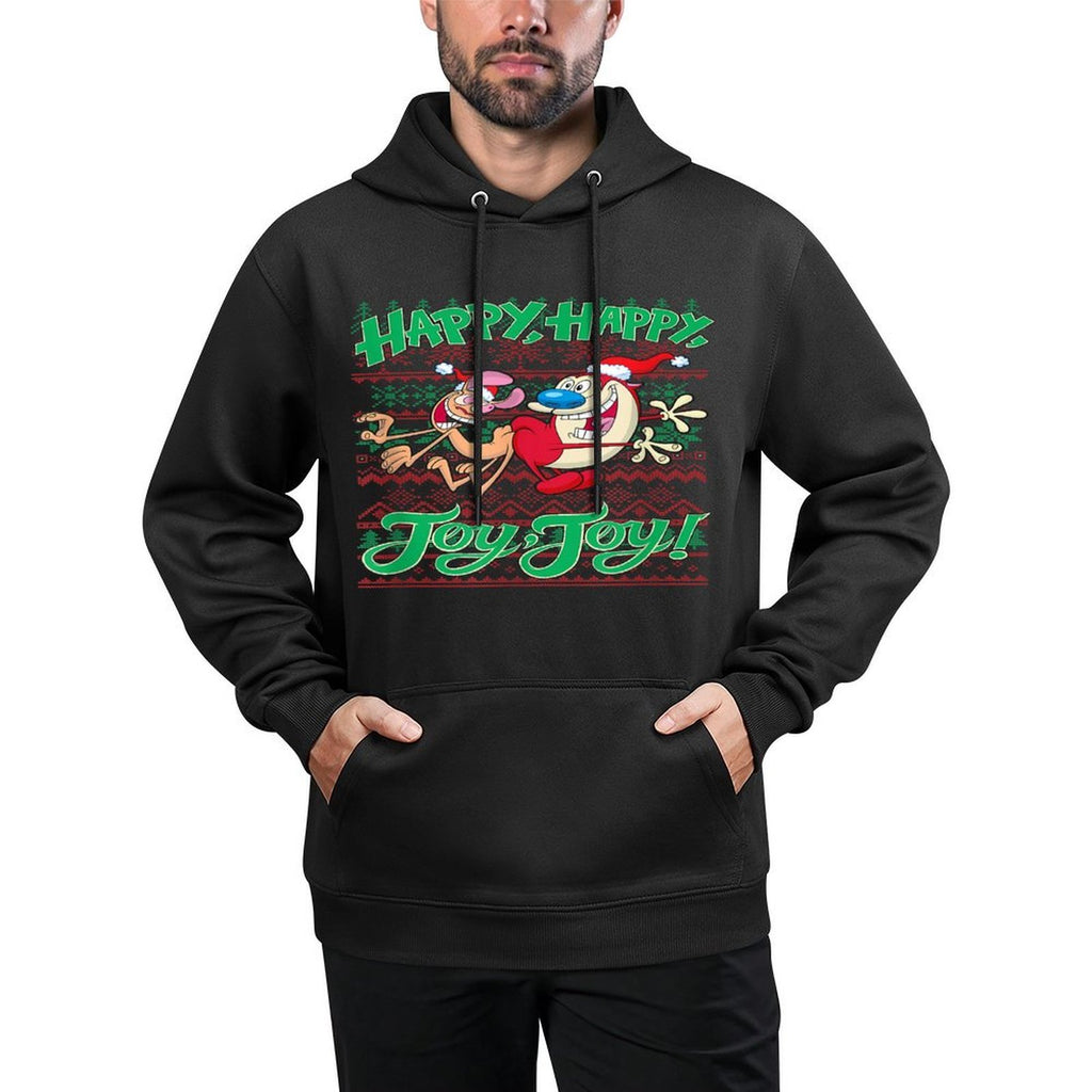 Ren And Stimpy Christmas Happy Joy Ugly Sweater Customizable Surface Hoodie