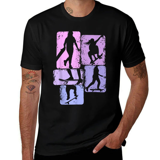 Skateboarder Skater Girl Skateboarding Kids  Oversized Silhouette T-Shirt